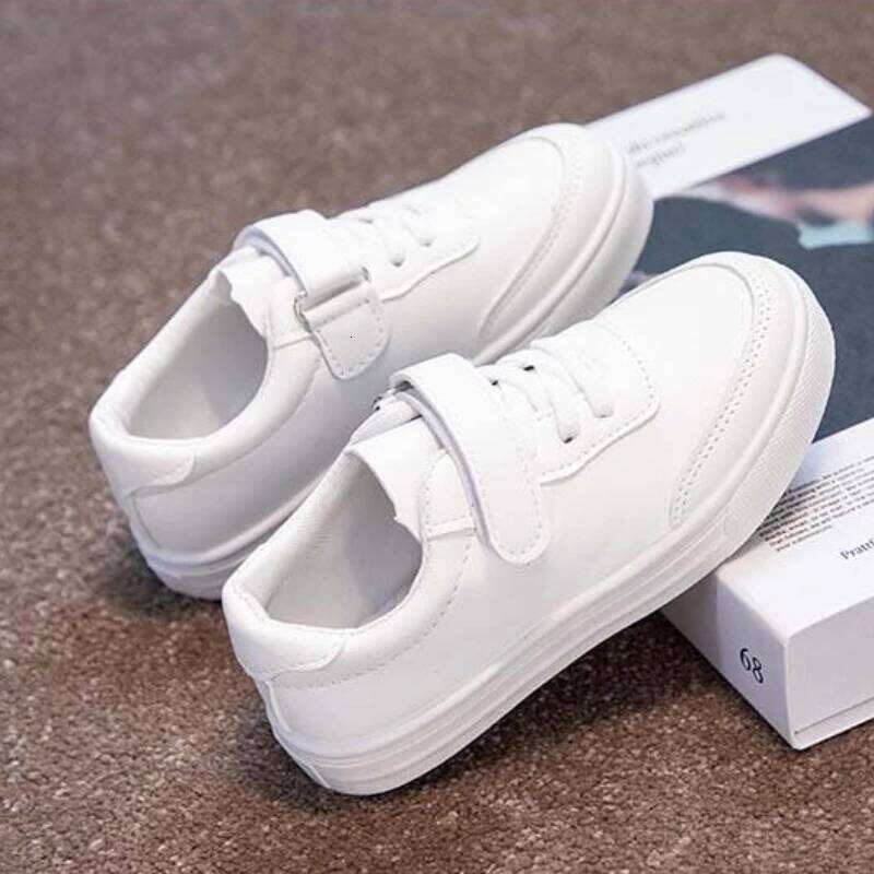 Children White Sneakers Pu Leather Breathable School Kids Casual Shoes Fashion All-match 25-36 Anti-slip Boys Girls Board Shoe