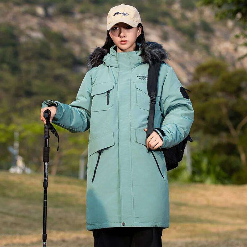 Autumn Winter of 2024,men's Medium Length Over Knee Down Jacket Plus-size Tooling Overcome Warm Cold Large Fur Collar Youth Coat