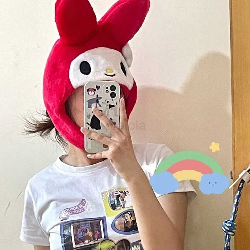 Sanrio My Melody Plush Hat Cute Cartoon Autumn Winter Keep Warm Ear Protectors Girl Women Windproof Kawaii Female Embroidered Hat Gift L250919