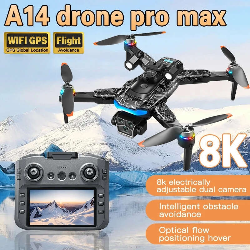 A14pro Max GPS Brushless Three Camera Optical Flow Obstacle Avoidance Foldable Quadcopter RC Distance Drone drone with 4k camera