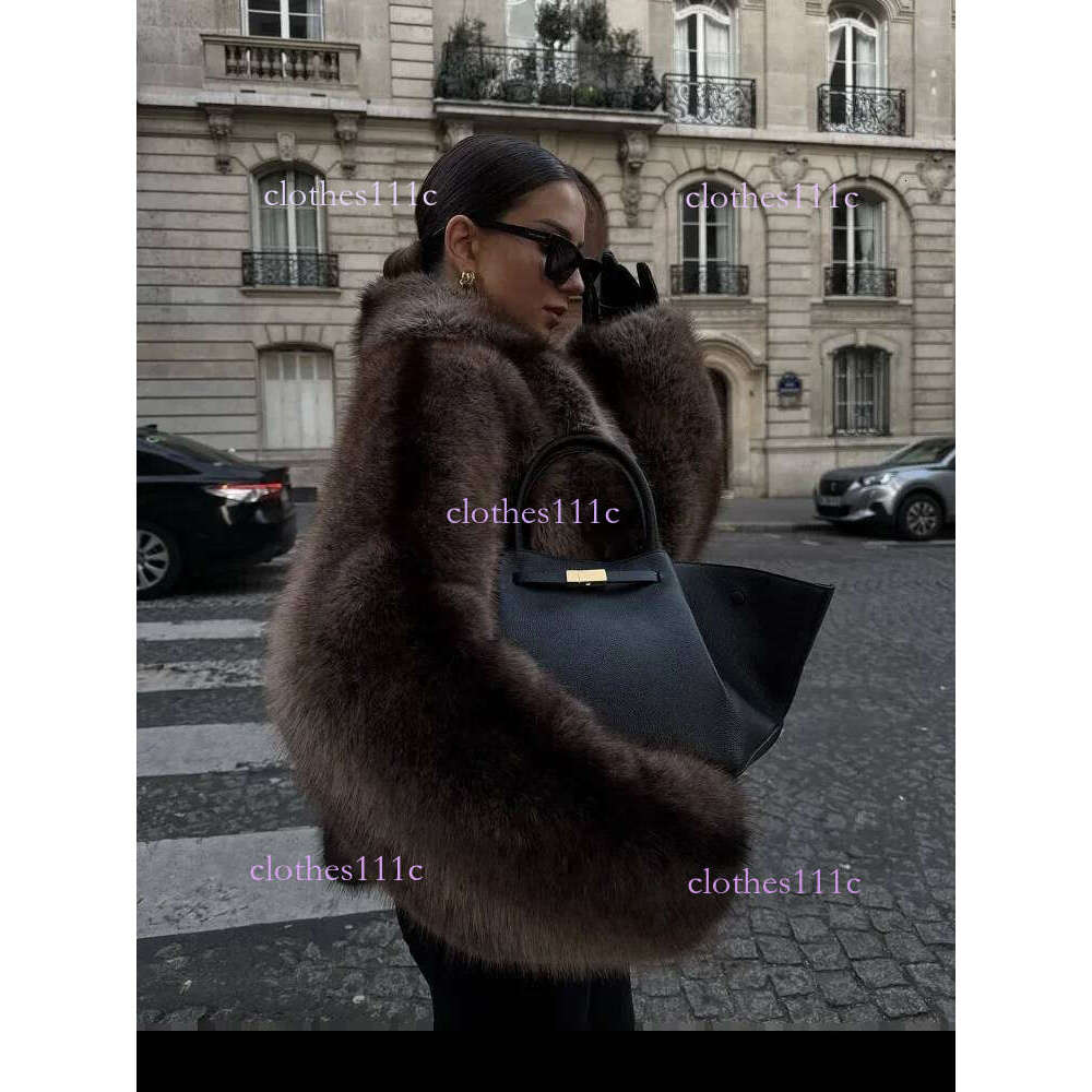 Faux Fur Women Coat Fashion Lapel Long Sleeve Fluffy Cropped Loose Chic Jacket Lady Winter Daily Warm Highstreet Outwear