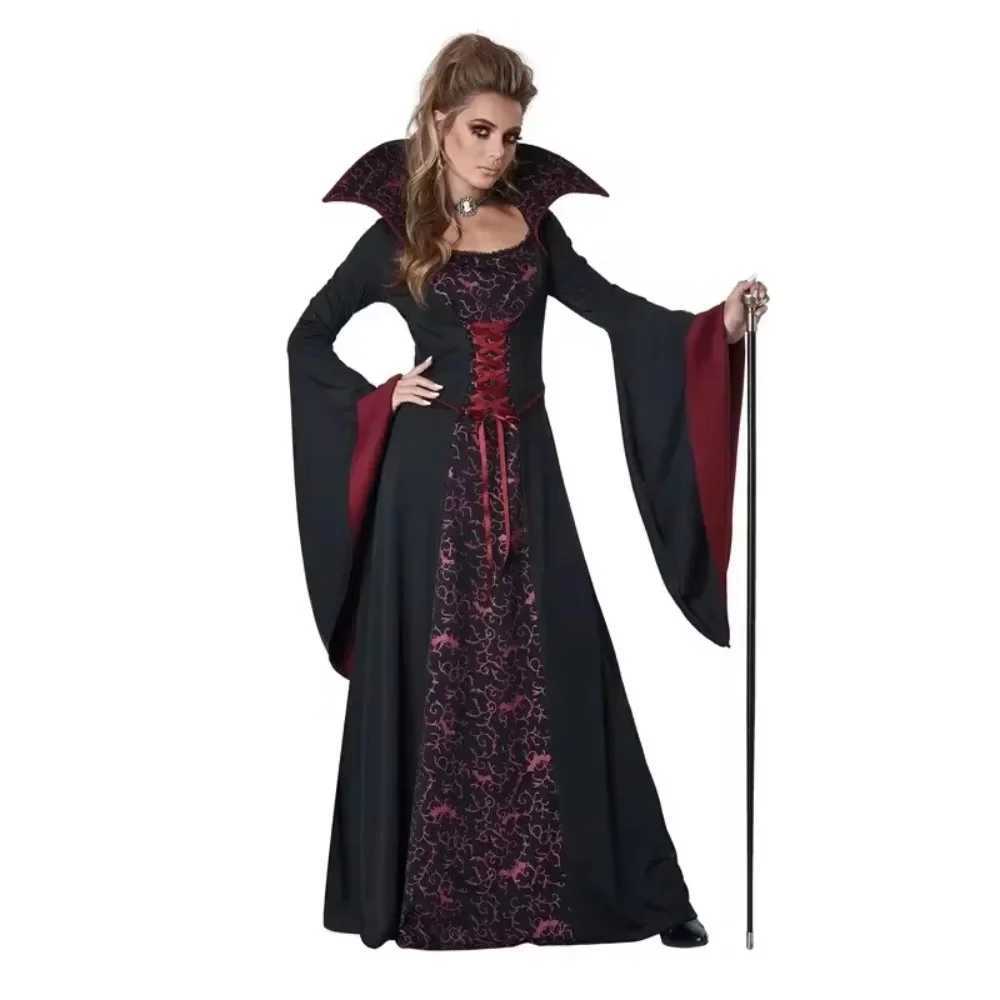 Halloween Costumes for Women COS Vampire Queen Makeup Dance Party Stage Party Roleplaying Costume Magic Witch Costume L250918