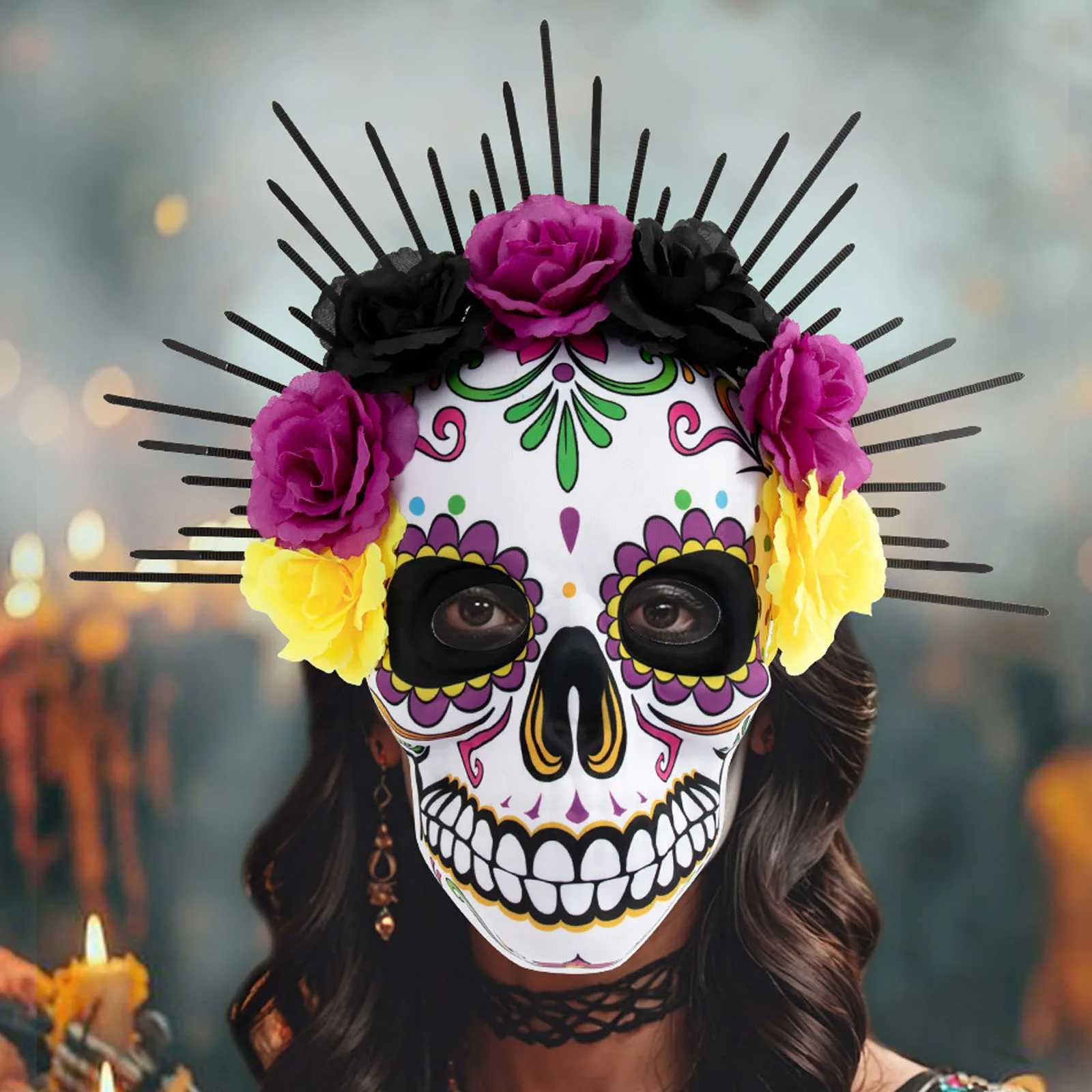 The Dead Day Masks Sugar Skull Full Face Mask for Halloween Costume Cosplay Mexican Masquerade Party Mask Festival Ghoulish Mask L250918