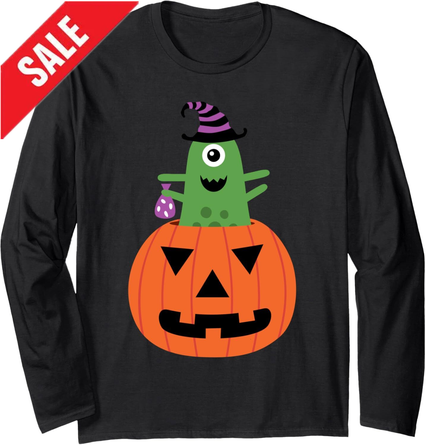 Long Sleeve Shirts for Men sweatshirt Funny Cute Cartoon Monster on Pumpkin Halloween Long Sleeve Tee Streetwear Casual tops clothes 2025