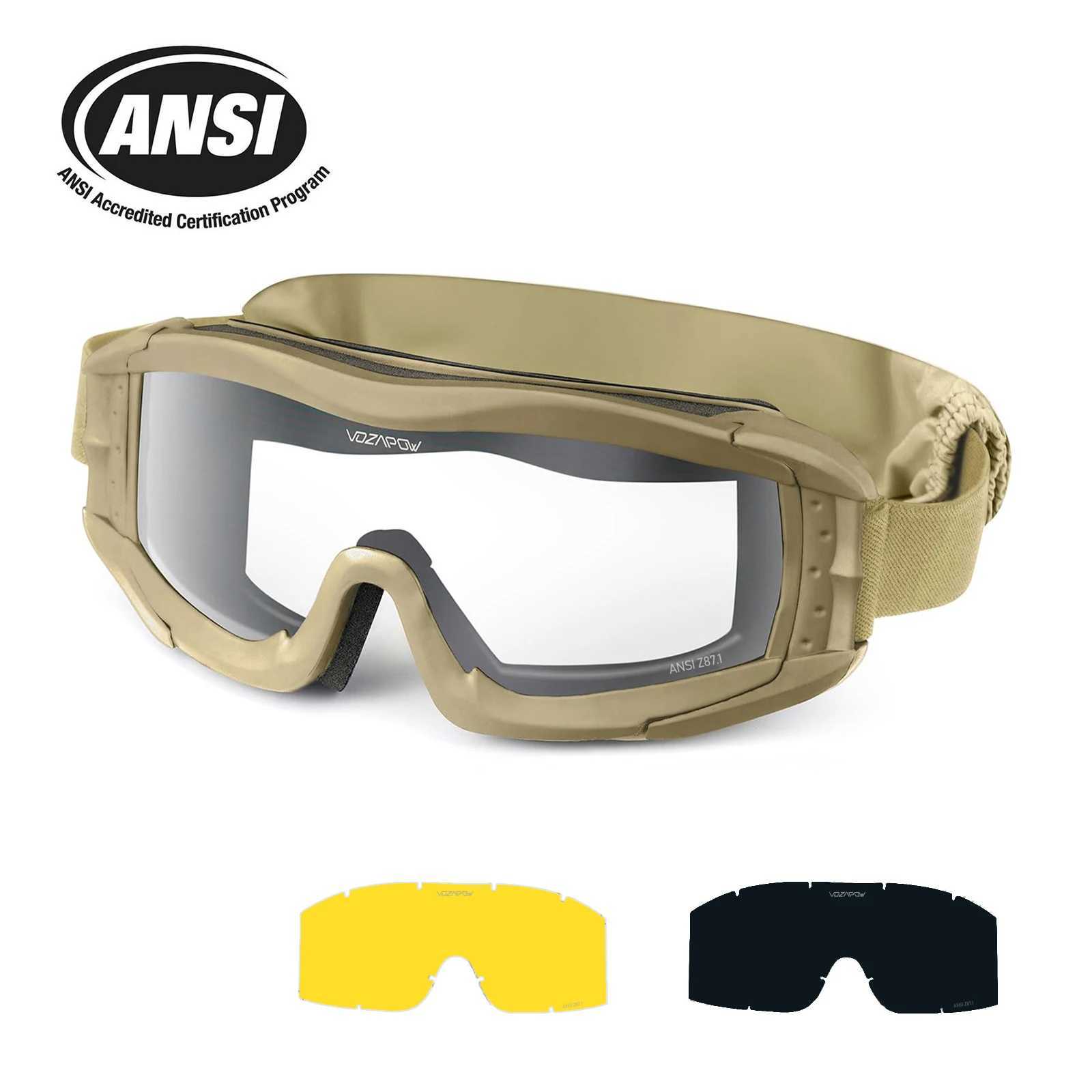 Vozapow Professional Shooting Goggles ANSI Z871 Safety Anti Fog Airsoft Tactical Glasses Motorcycle Mountaineering Sunglasses J250919