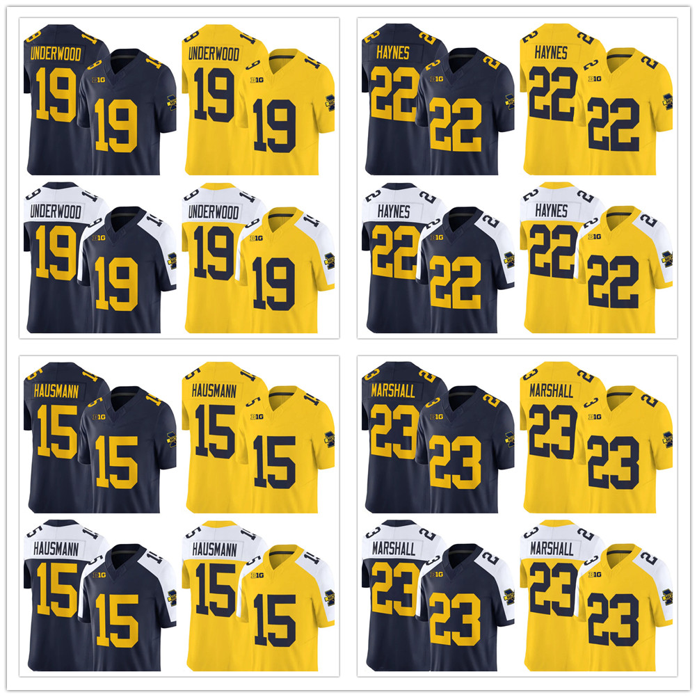 19 Bryce Underwood Jerseys Football 2025-26 Men's MichiganWolverines College 22 Justice Haynes 15 Ernest Hausmann 23 Marshall Uniform All Stitched