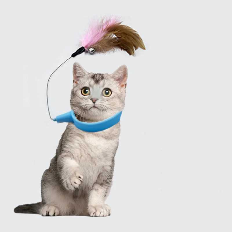 New hot product collar for cat teaser selfentertainment cat toy neck collar feather bell cat toy pet supplies X250918