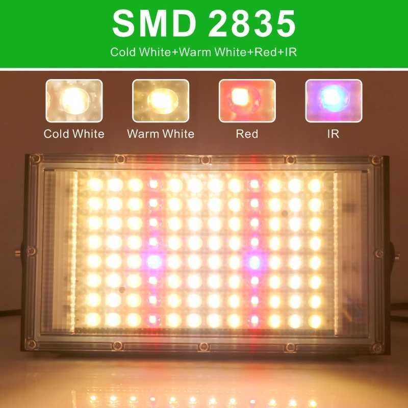 Full Spectrum 380840nm Sunlight Growth Light IP65 LED 50W 100W 300W Plant Grow Light with EU US Plug for Indoor greenhouse C250919
