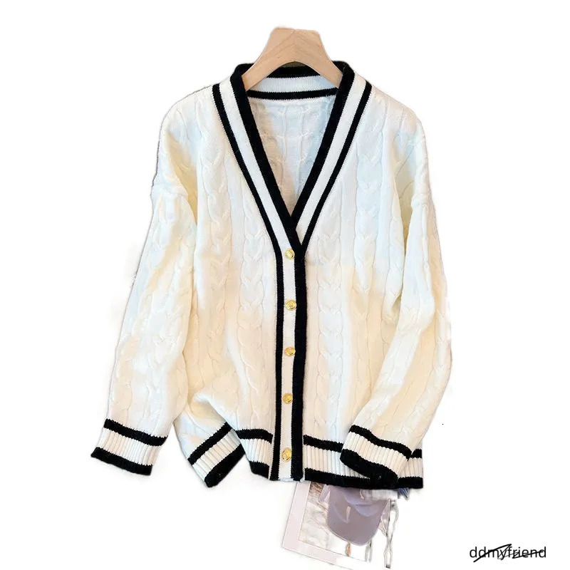 Cardigan For Men And Women Korean Version Designer Knitwear Hong Kong Retro High-Grade Long Sleeve Couple Sweater Black White S-3Xl ddmyfriend