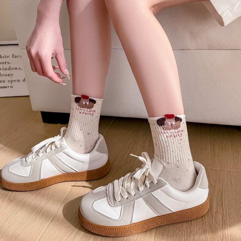 Yarn Plush Bunny for Women Spring Summer Mid-Calf Ins Trend Korean Cute Sweet Cartoon Long Socks