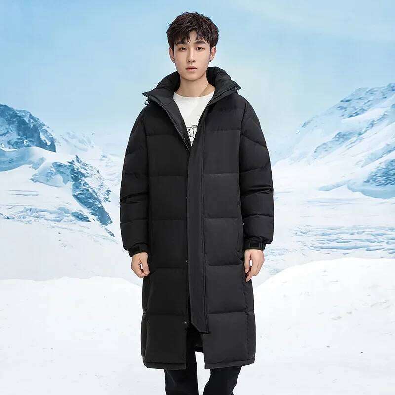 New Men Duck Down Hooded Thicker Warm Casual Puffer Jackets High Quality Man Long Winter Coats Clothing 4X