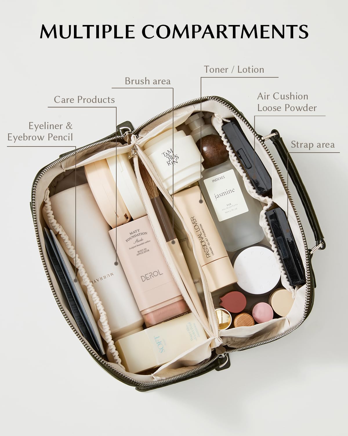 Waterproof Roomy Cosmetic Bag Flat Lay Printed Travel Toiletry Bag Women Portable Makeup Organizer Daily Use