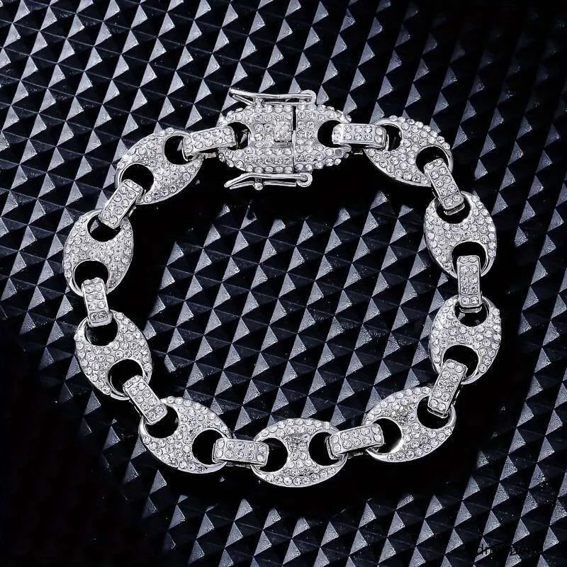 Hot-Selling Hip-Hop Rapper Personality Temperament High-End Non-Fading Copper Inlaid Zircon Bracelet ddmyfriend
