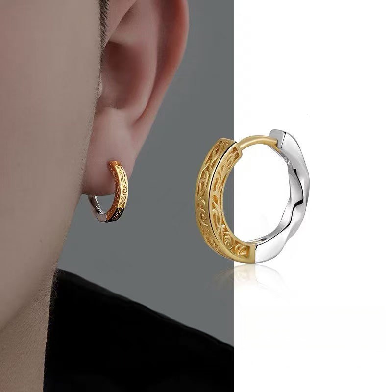 Tang Grass Pattern Earrings for Men, Dark Style, Men's Trendy, High End, Cold Style, Ear Buckles for Women, Couple Earrings, Earrings, Rascal and