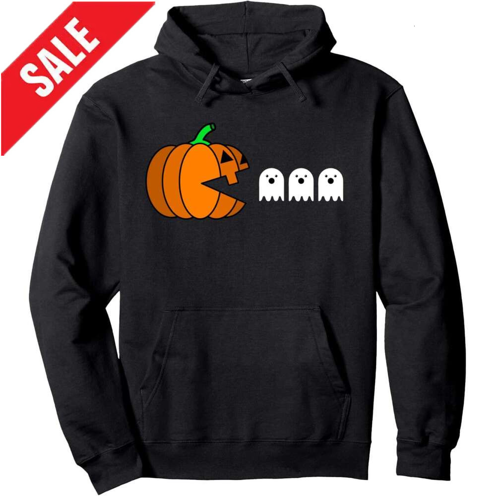 Hoodie for Mens Womens Funny Halloween Pumpkin Eating Ghost Gamer Men Women Kids Pullover Hoodie Hoodies Sweatshirt pullover jacket Long sleeve 2025
