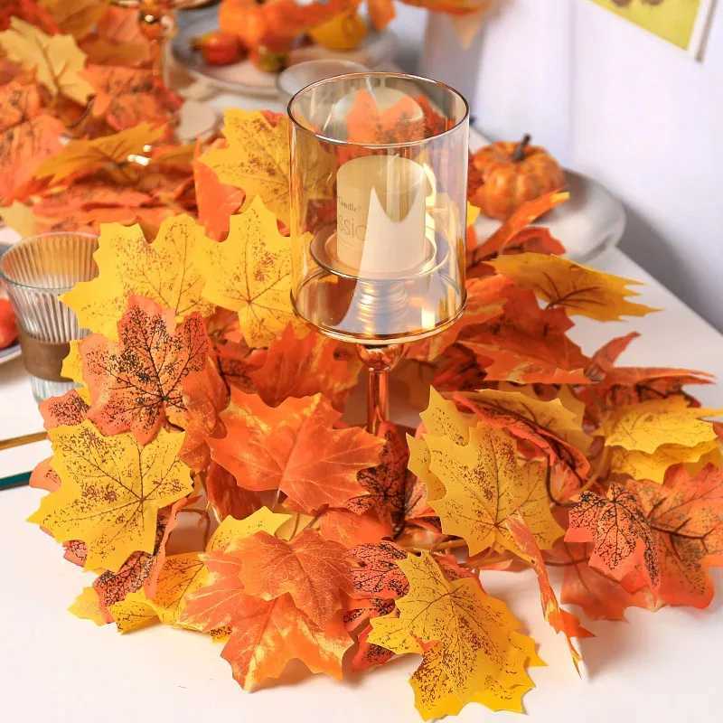 Artificial Maple Leaf Autumn Decor Fall Leaves Vine Hanging Wall Decor For Thanksgiving Halloween Wedding Party Home Decoration C250919