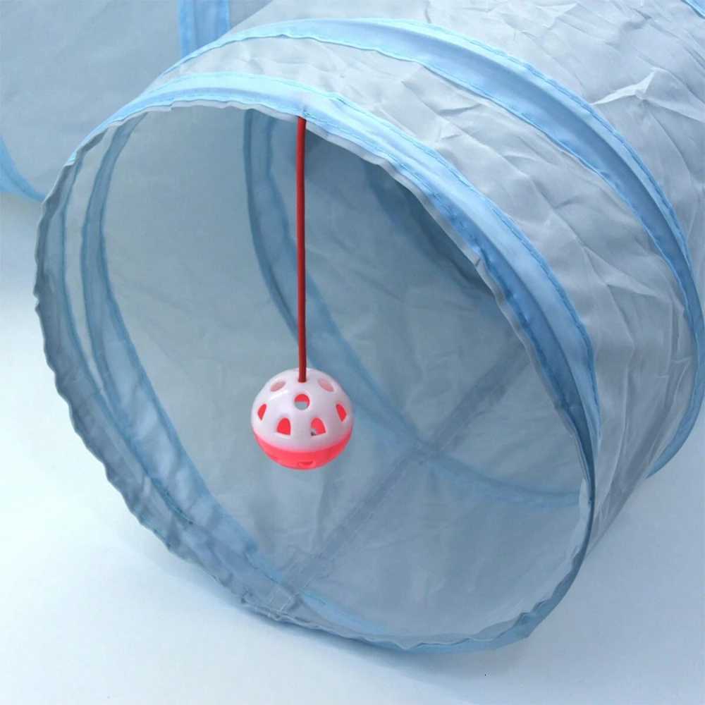 Gray 3Way Foldable Pet Cat Tunnel Tube Toy Kitten Tunnel Toy With Peep Hole Pet Training Interactive Toy Tunnel Tube X250918