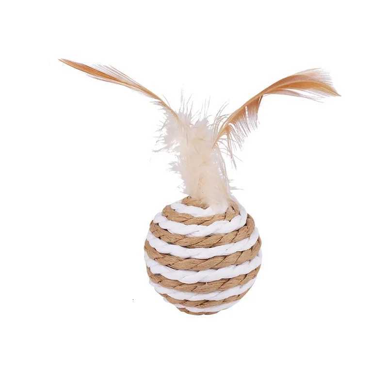 Cat Toys Sisal Balls with Feathers Cat Resistant To Biting Grinding Teeth Making Sounds Cat Scratching Balls Cat Teasing X250918