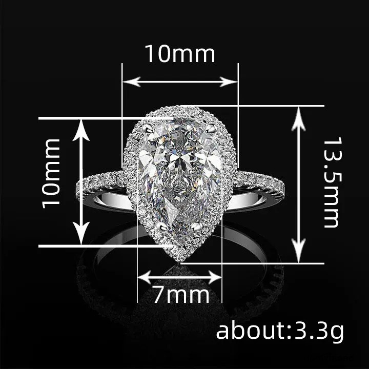 2025 New Creative Designer Sparkling Water Drop-Shaped Zircon Ring, Women's Wedding Jewelry Wholesale ddmyfriend