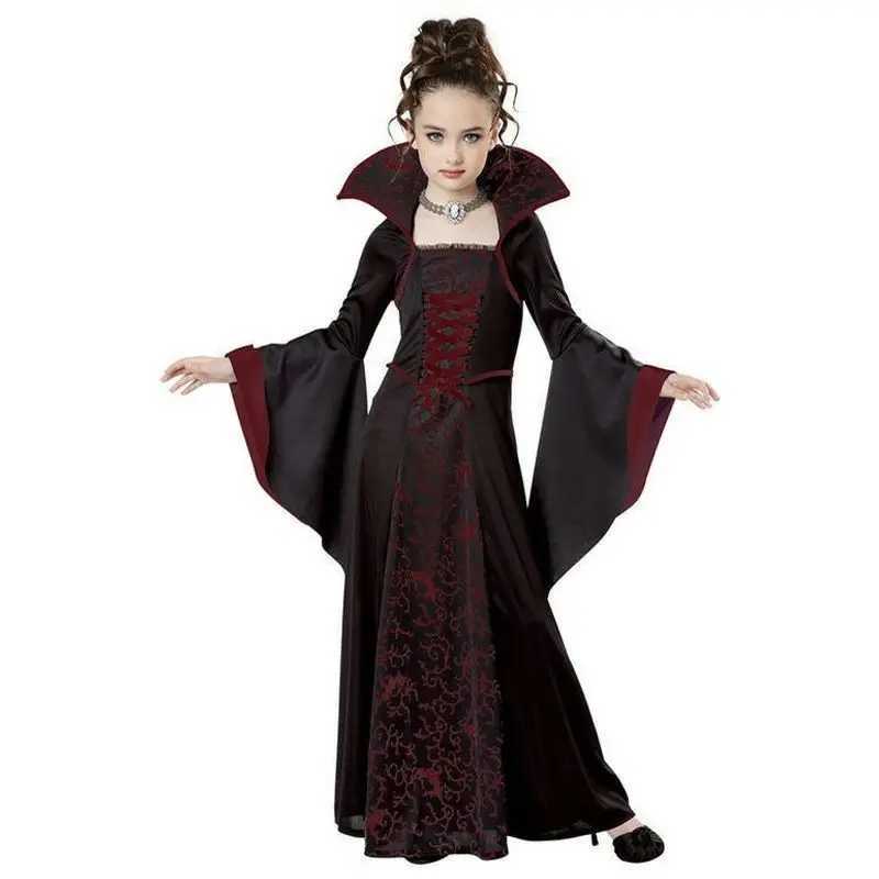 Halloween Costume for Kids Halloween Fantasy Vampire Costume Girls Long Tutu Dress Kids Carnival Outfit Gothic Feather Clothes L250918