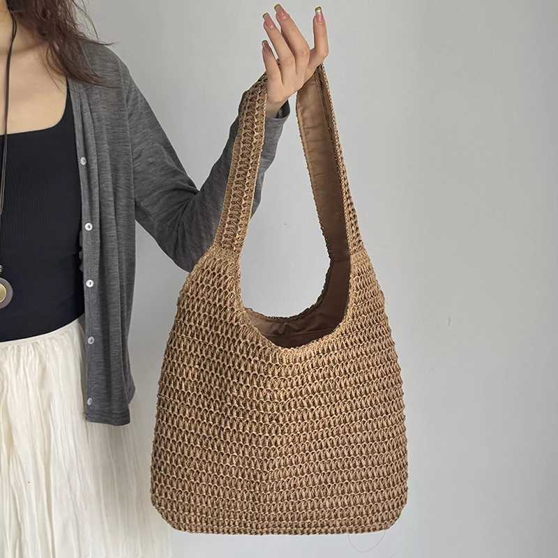 Fashion Straw Women Shoulder Bags Paper Woven Female Handbags Large Capacity Summer Beach Straw Bags Casual Tote Purses Z250915