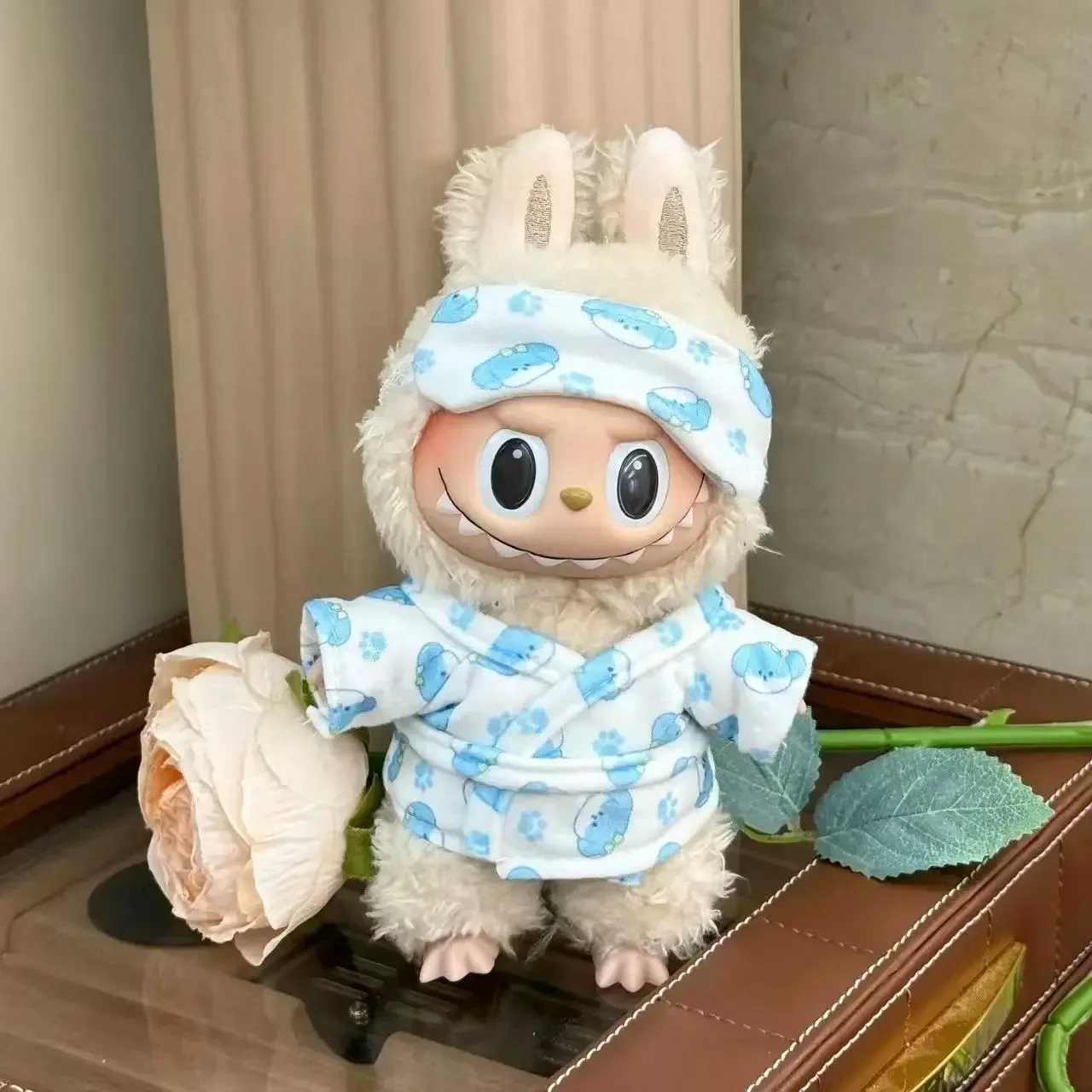 For Labubu clothes 1517cm Mini Pajamas with Eye Mask Threepiece Kawaii V1V2V3 Labubu Clothes Cute Idol Accessories Kids Gifts C250919