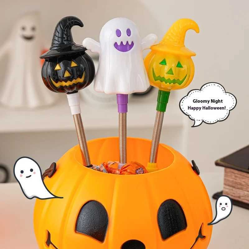 Glowing Pumpkin Lantern Handheld Stick Halloween Decoration Children Props Small Gift Light Up Festive Party Supplies C250919