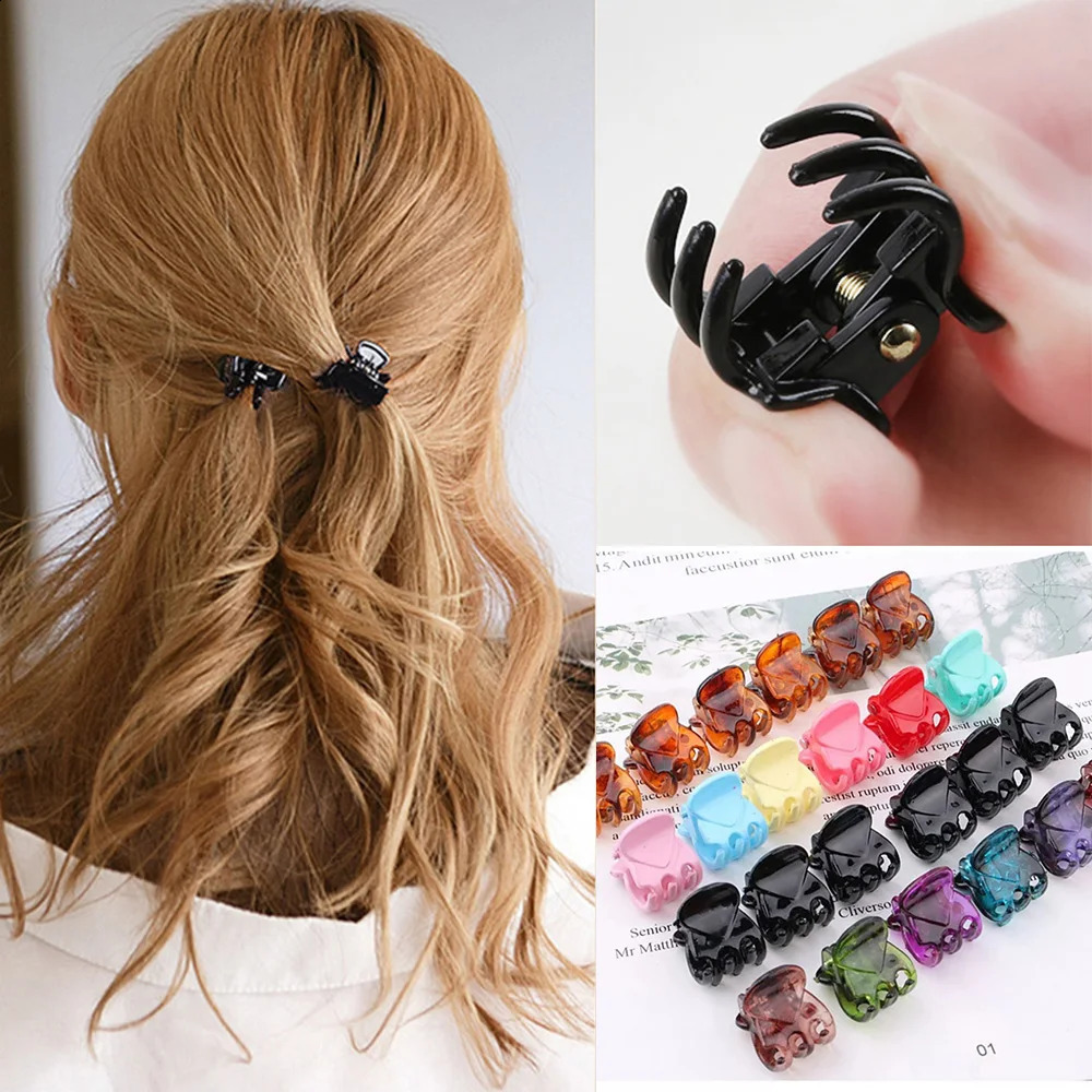 Mini Hair Claw Clips for Women Girls Korean Simple Small Black Transparent Plastic Clips Hairpin Kids Hair Styling Accessories 250918