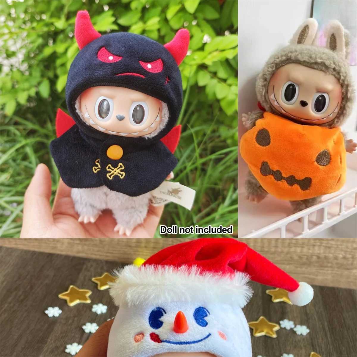 Pumpkin Halloween SetChristmas Tree Star Dress for 30 Labubu Doll Outfit Cute Protective Shell Accessories Holiday Gifts C250919
