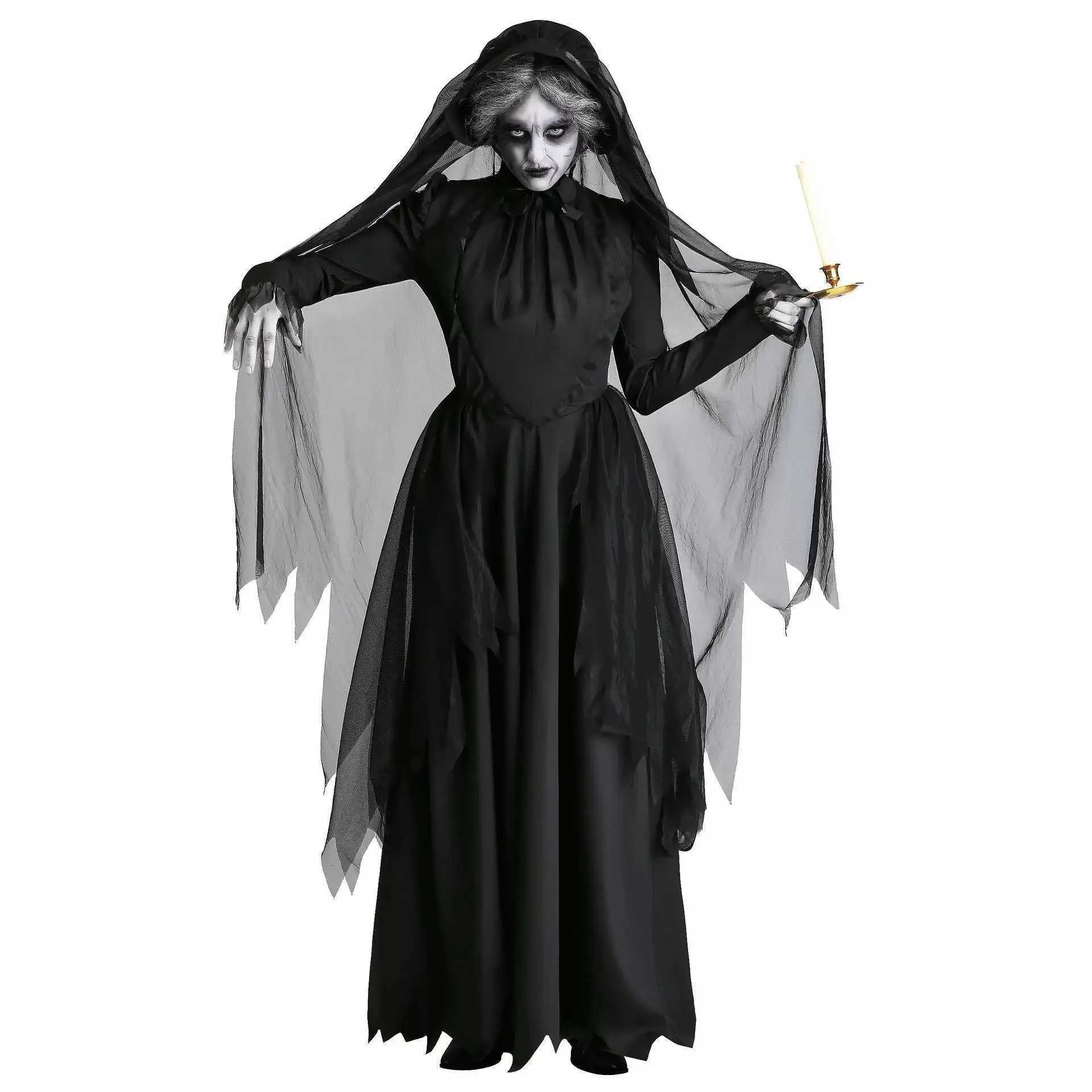 Halloween Costume Ghost Bride Witch High Quty Vampire Game Soft Costume Horror Demon Costume Black Gauze Dress L250918