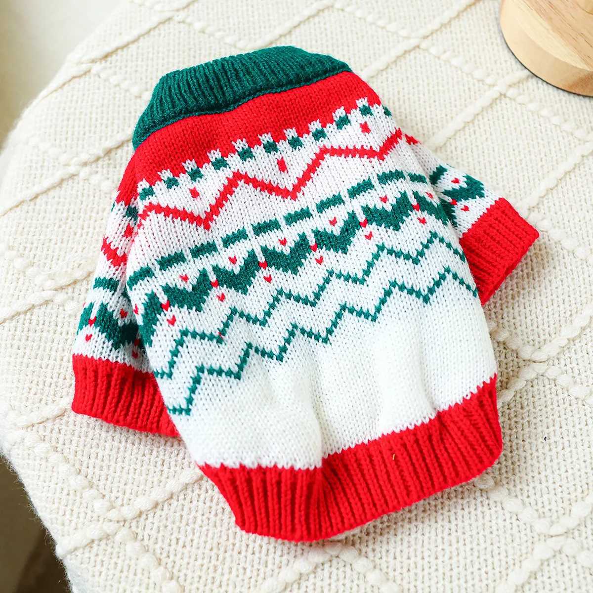 Pet Christmas Sweater with Firework Pattern Warm Winter Knitwear for Small Breed Puppies Kittens for Xmas Parties Photo S25911