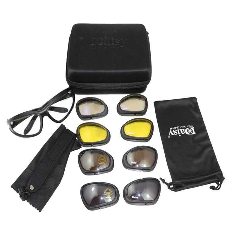 Daisy C5X7 Polarized Tactical Glasses Airsoft Sports Goggles 4 Lens Mens Sunglasses Army Military Shooting Protection Eyewear J250919