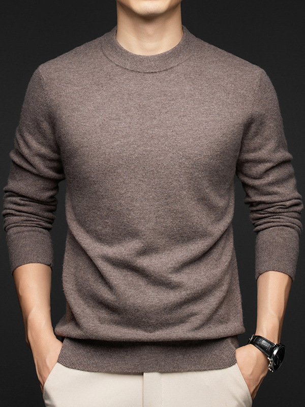 Winter New Arrival Men's Wool Knit Sweater Casual Long-Sleeve Crew Neck Pure Wool Sweater Thickened Warm Base Layer Top for Men