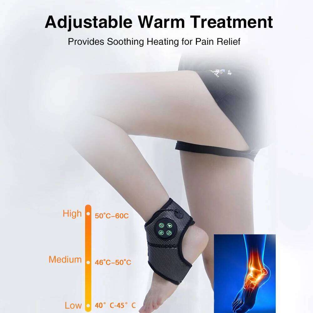 Electric Heating Foot Compress Vibration Relaxation Brace Belt Plantar Joint Sprain Ankle Support Massager