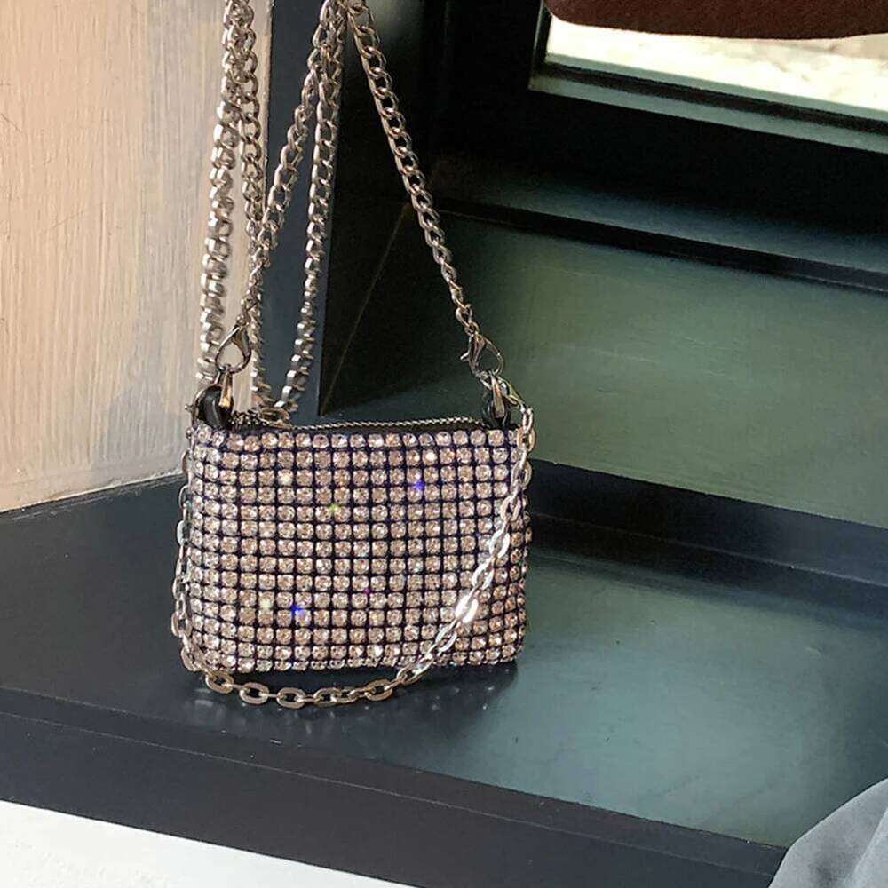 Rhinestone Messenger Bags For Women 2025 Designer Handbags Ladies New Mini Chain Purse Fashion Composite Shoulder Bag