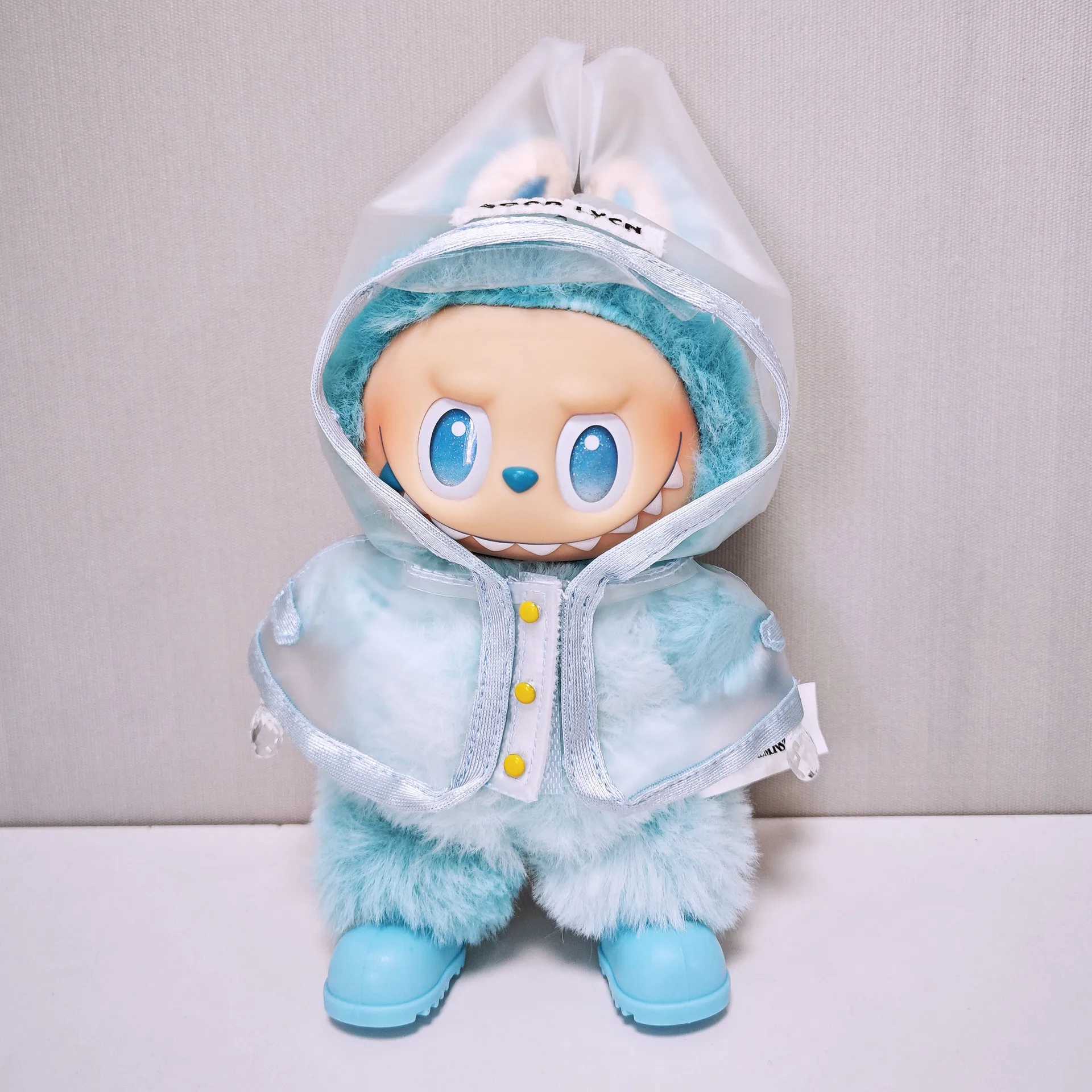 Cute for 17cm Labubu Transparent Raincoat Macaron Raincoat Doll Clothes Heartbeat Outfits Labubu Accessories C250919