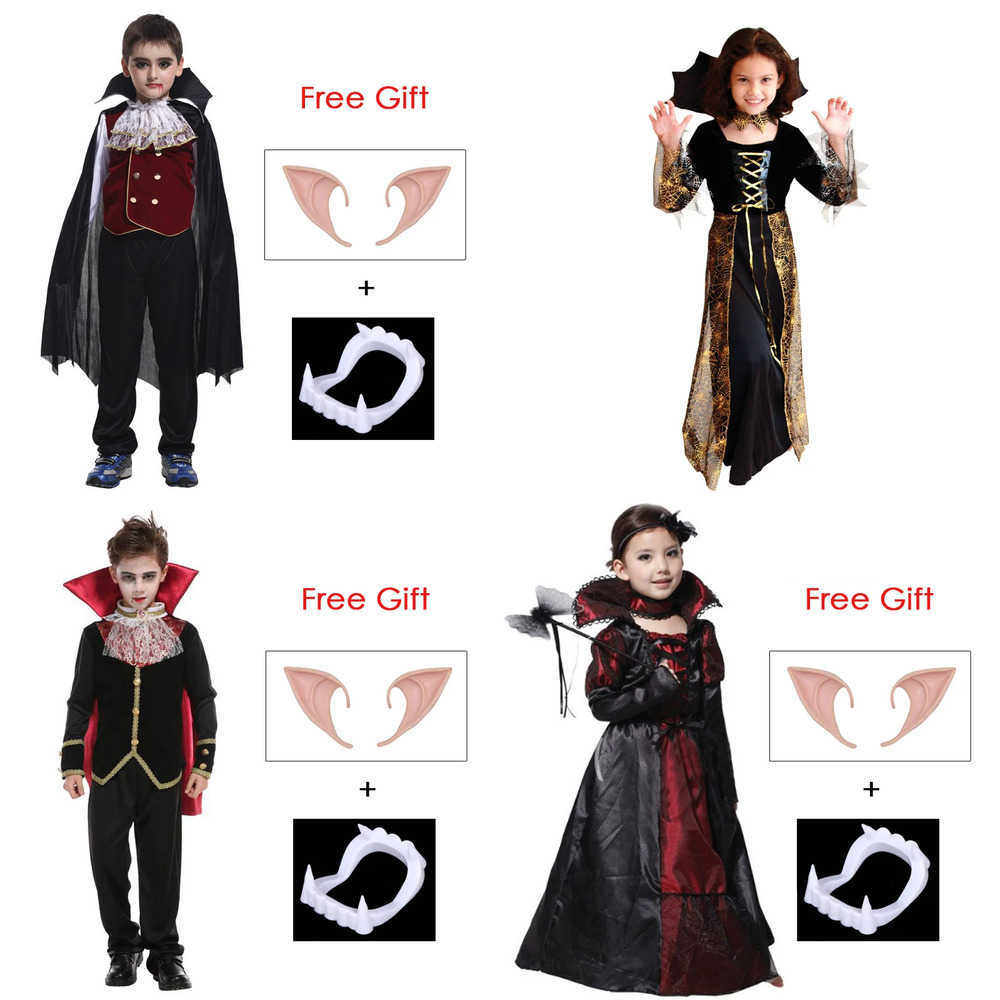 Umorden Kids Child Vampire Costume Count Dracula Cosplay Boys Vampiress for Girls Purim Halloween Party Fantasia Dress Up L250918