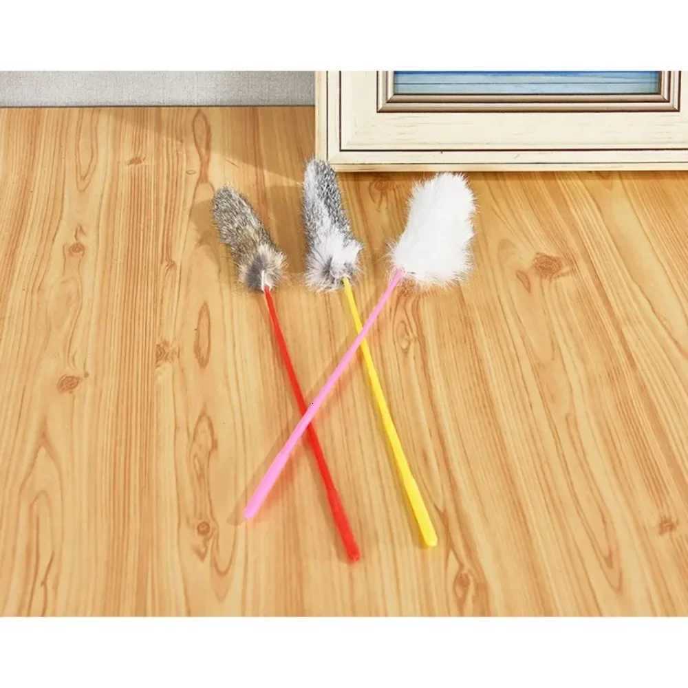 13Pcs Cat Toys Interactive Cat Stick Faux Rabbit Fur Pompom Plush Pet Interactive Stick Cat Playing Training Toys Pet Supplies X250918