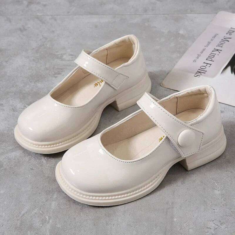 Girls Princess Glossy 2024 Fashion Soft Sole Kids Leather Korean Style Children Flats Black Performance Shoes