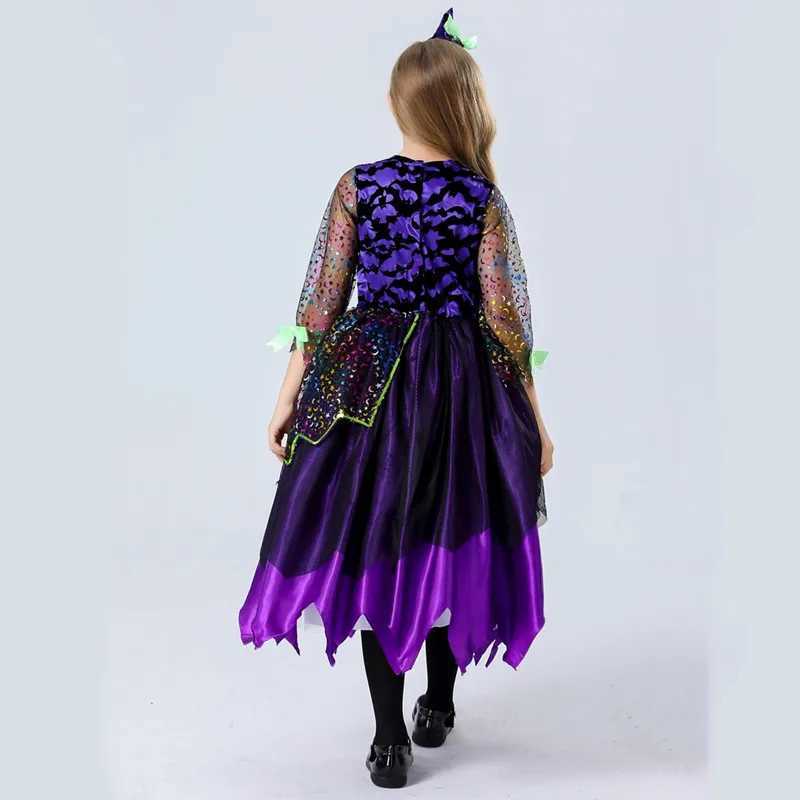 Girls Halloween Witch Costume Kids Carnival Party Cosplay Evil Dark Fairy Witch Ball Gown Fancy Dress Children Princess Dress L250918