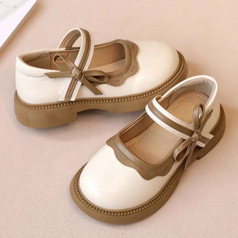 Fashion Girl School Patchwork Kid Princess for Children Shallow Toddler Ruffled Edge Leather Shoes Causal Mary Janes