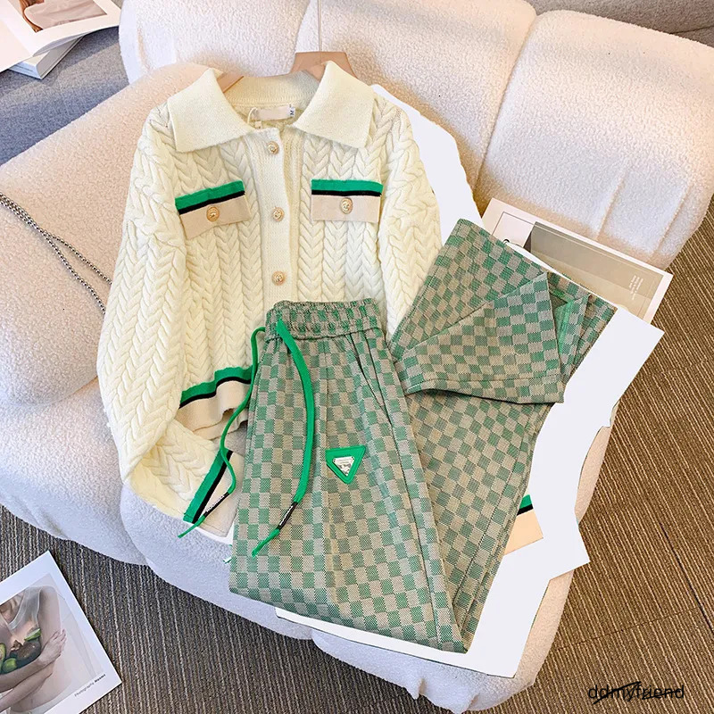 Xiaoxiangfeng Knitted Suit Womens Autumn Highend Elegant Casual Fashion Wideleg Pants Twopiece Set 250718 ddmyfriend