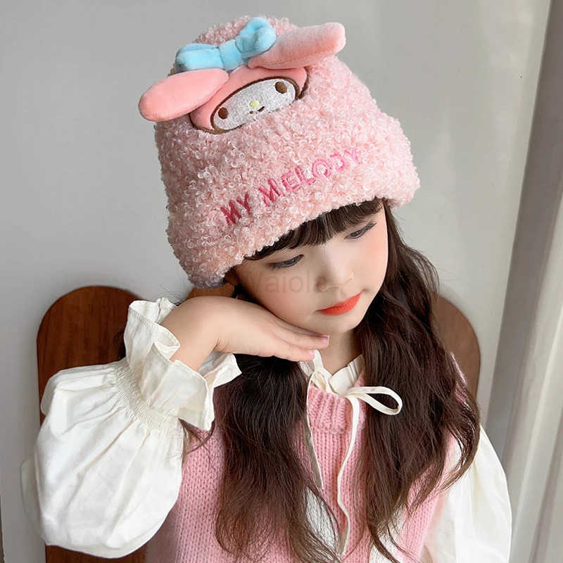 Sanrio Cartoon Kuromi Cute ChildrenS Autumn And Winter Comfortable Soft And Versatile Warm Ear Protection Knitted Pullover Hat L250919