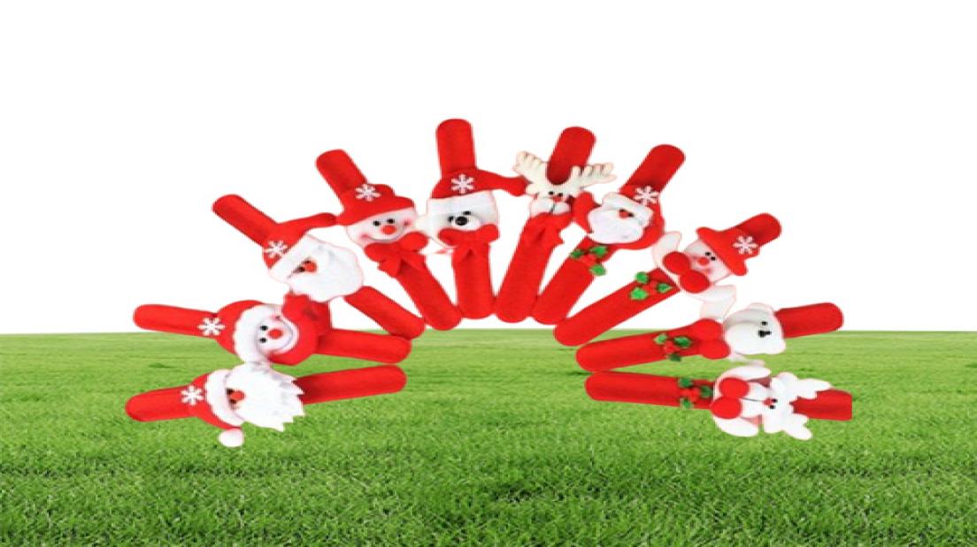 Xmas Party Favors Santa Claus Slap Bracelet Christmas Reindeer Wrist Band Bangle festive event kids adults Gift red6246570