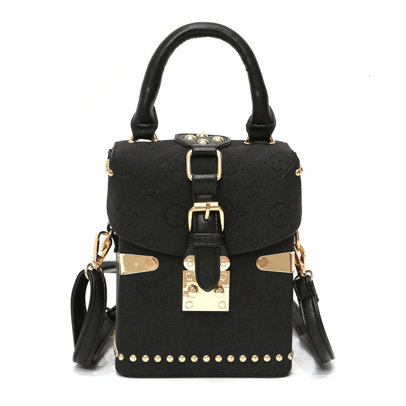 2025 new women's buckle rivet small square bag fashionable retro handbag designer crossbody bag