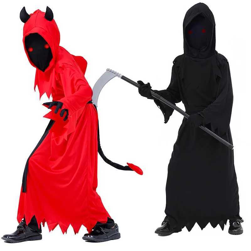 Grim Reaper Death Child Halloween Costume Boys Girls Fade In and Out Phantom Costume L250918