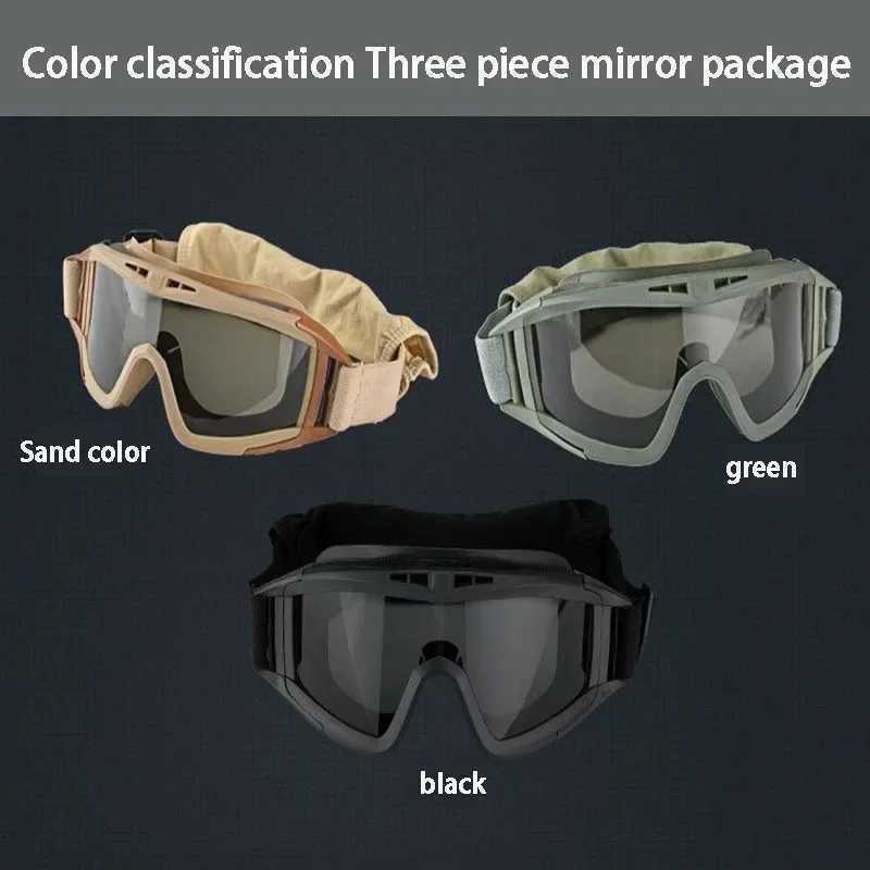 Tactical Goggles 3 Lens Windproof Shooting Hunting Glasses Eyewear Outdoor CS War Game Airsoft Paintball Glasses J250919