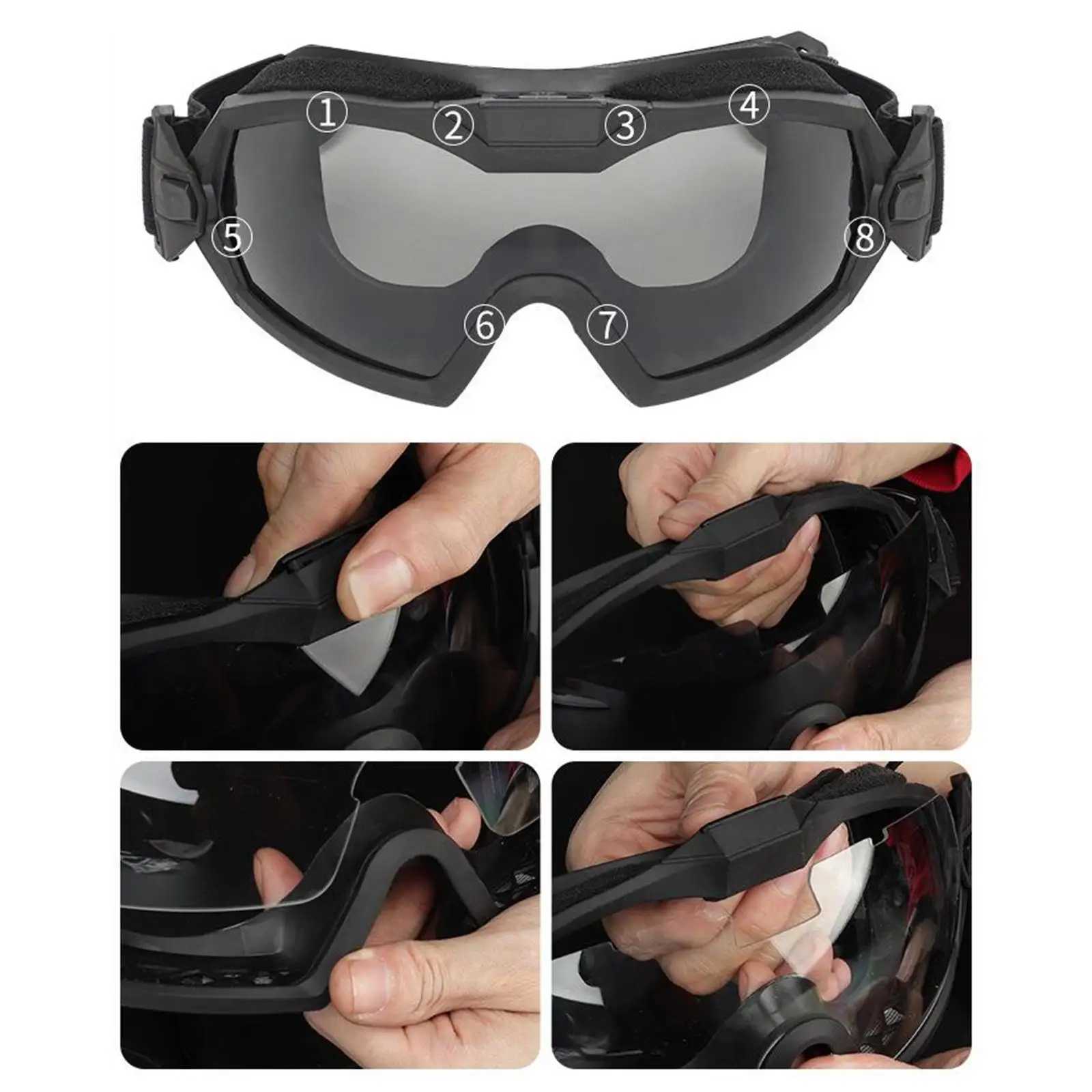 AntiImpact Goggles with Fan Tactical Safety Goggles AntiFog UV400 Glasses Eyewear with 2 Lens for Riding Shooting Hunting J250919