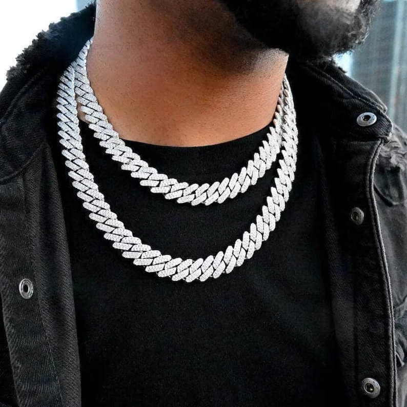 12MM 14MM 16MM Moissanite Cuban Link Chain VVS Iced Out Hiphop 925 Silver Customized Trend Moissanite Cuban Chain