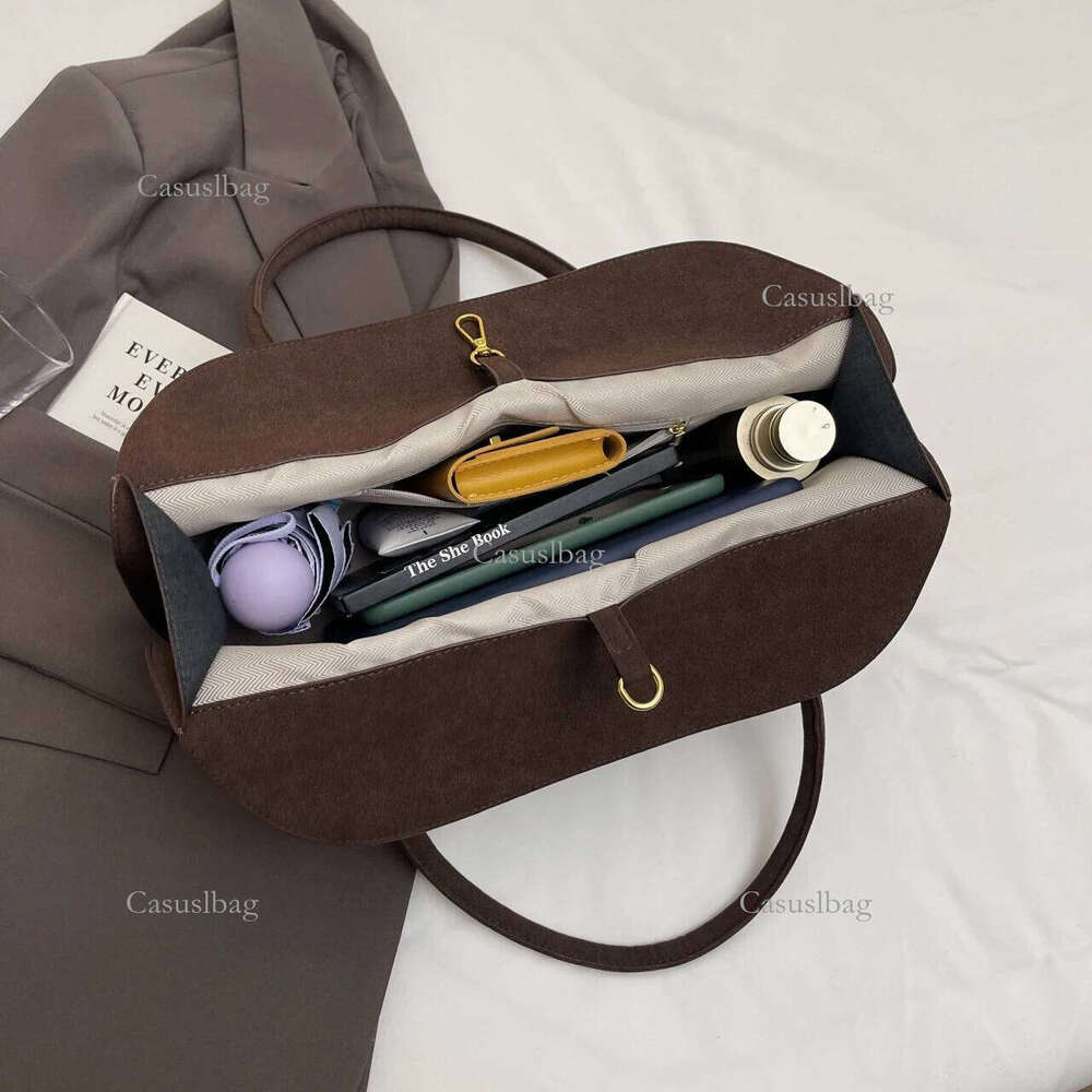 Classic Faux Suede Handbags Women England Style Elegant Shoulder Bags Big Solid Designer Casual Totes Lady Retro Female Packages